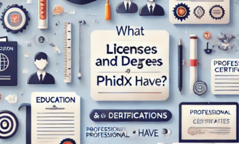 what licenses and degrees does phidx have